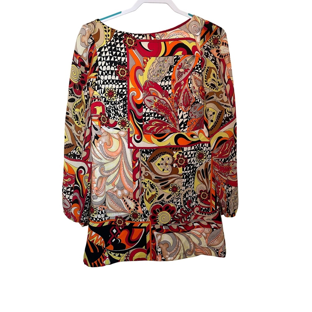 Vtg Single Dress 100% Silk Paisley Floral Shift Mini Dress Multi Color Size M